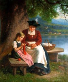 Rudolf Epp (1834 – 1910, German) - Knitting Lesson